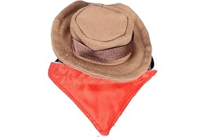 Bearded Dragon Cowboy Hat and Bandana Set, Halloween Lizard Reptile Costume Cool Pet Small Animal Hamster Outfit Suit, Lizard