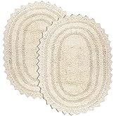 RAJRANG Shortbread Bathroom Rug Oval 24x17 Inches Pack of 2 Cotton Crochet Reversible Boho Bath Mat for Bathroom Decor