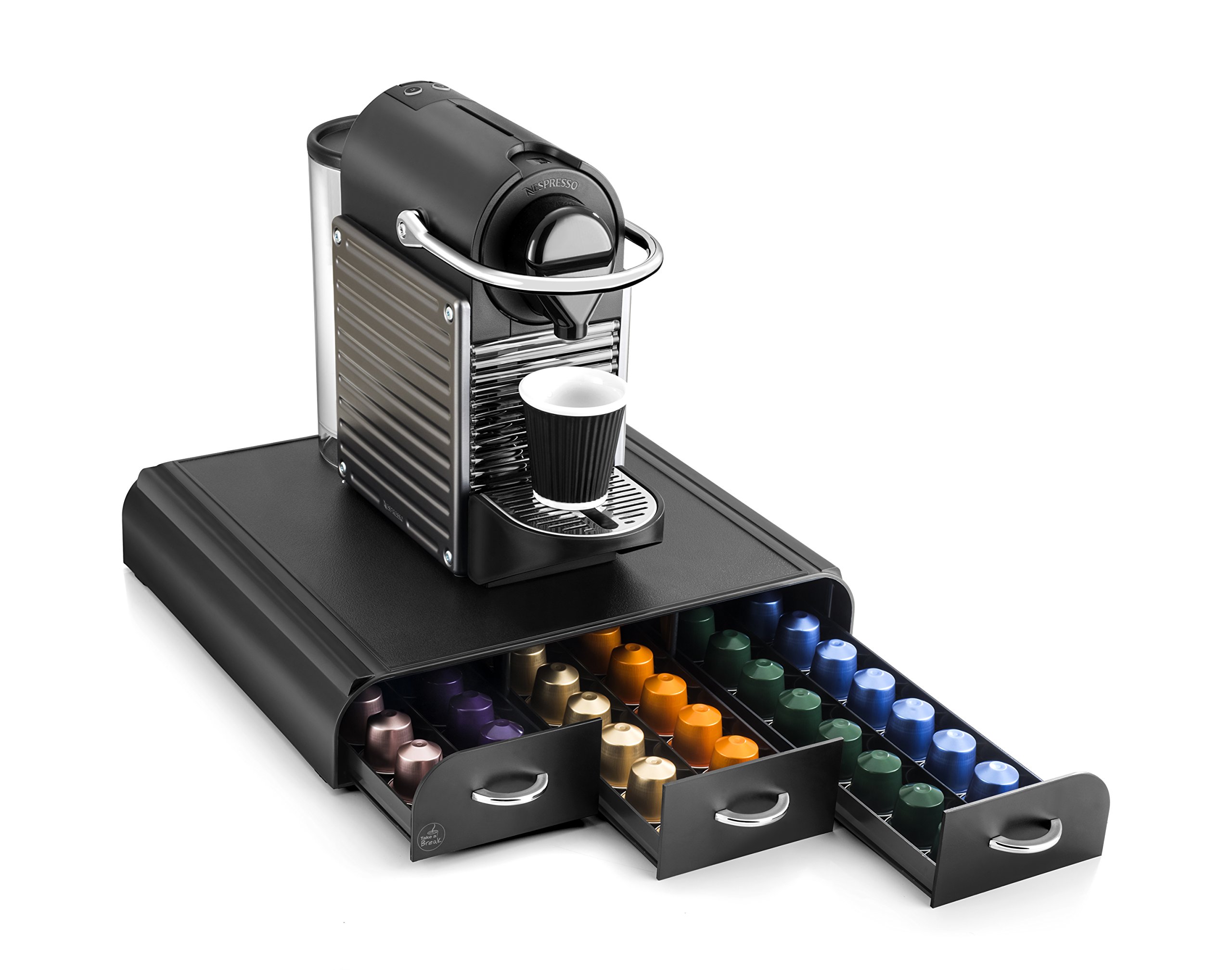 CEP Coffee Pod And Capsule Organiser Machine Stand with 3 Drawer, Black 2230060011