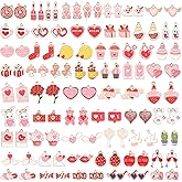 SANNIX 110pcs 55 Pairs Valentine's Day Charms Gold Enamel Heart Charms for Jewelry Making Women Girls Day DIY Keychains Bracelets Necklace Earring Crafts Supplies Valentines Party Favor