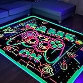 KMkicme Gaming Area Rug for Bedroom Gamer Rug for Boys Room Decor Video Game Printed Carpet Glow in The Blacklight Rug for Playroom Non-Slip Area Rug Kids Girls Gamer Room Casual Mat 23x35 Inch