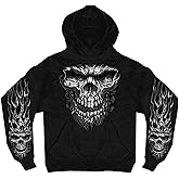 Hot Leathers Skull Shredder Pullover – Men's Black Biker Sweatshirt Hoodie