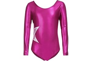 Zaclotre Girls Sparkling Stars Gymnastics Long Sleeve Leotards for Patriotic USA Kids