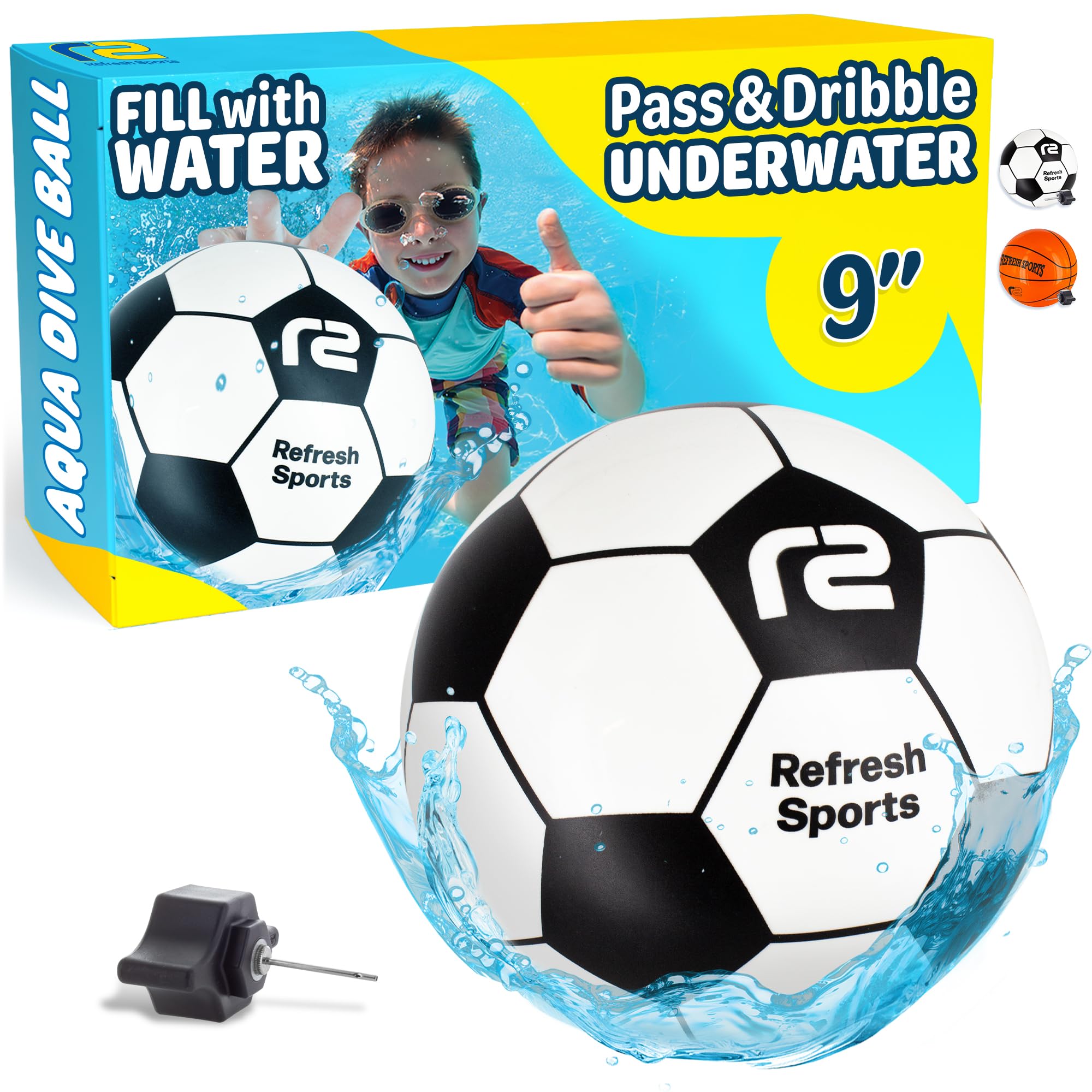 Aqua Dive Soccer Ball – Fun Underwater Pool Toy for Ages 8-12 – Outdoor Ball Game for Kids – Kick, Pass, or Catch – Ideal Water Toys for Summer Pool Parties & Beach Games - Fun Gift For Boys & Girls