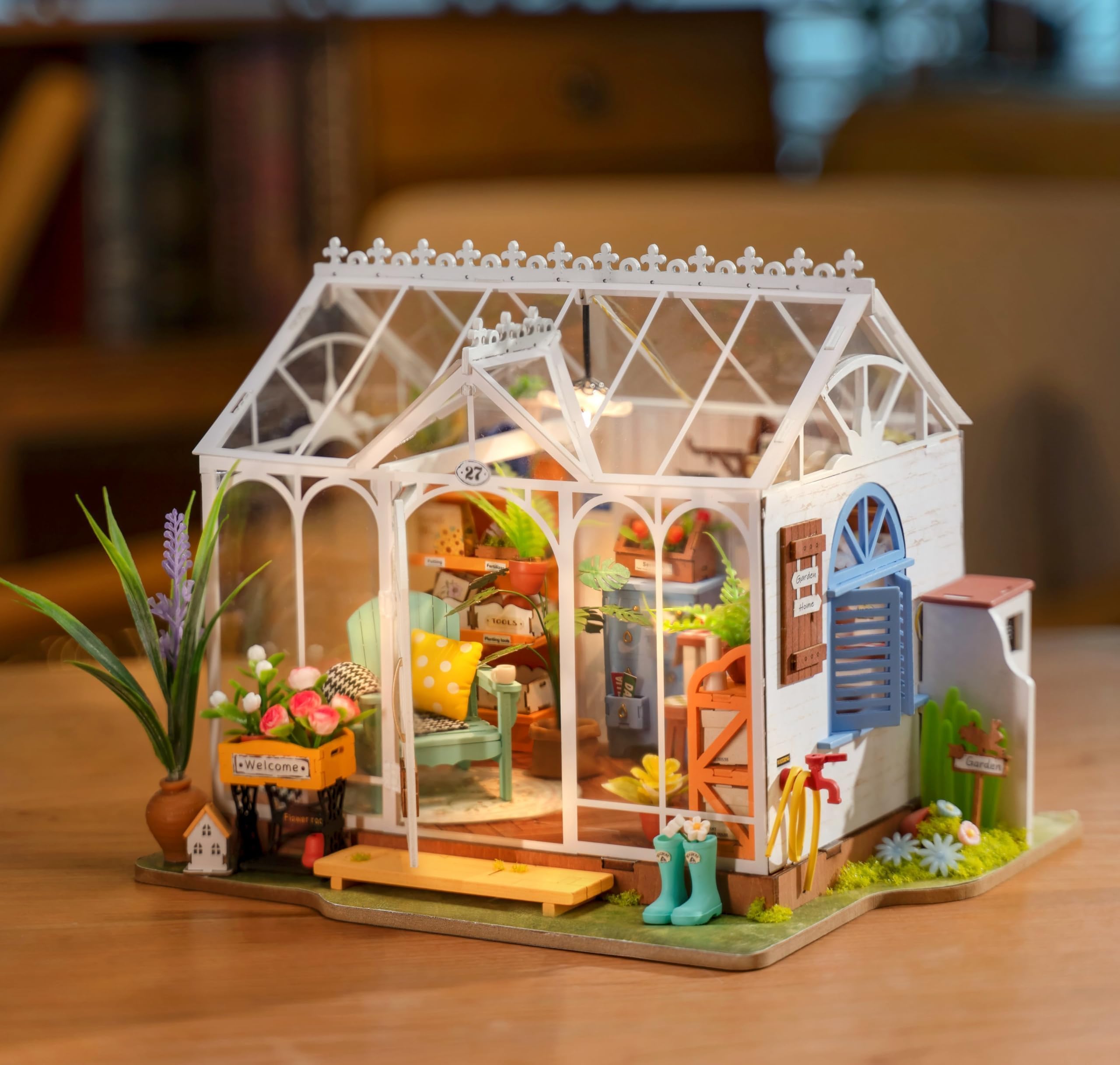 ROWOOD Dollhouse Kit Dreamy Garden House, Wooden DIY Miniature Room, 1:20 Scale Toy Model Building | Creative Craft Kits Gifts for Christmas