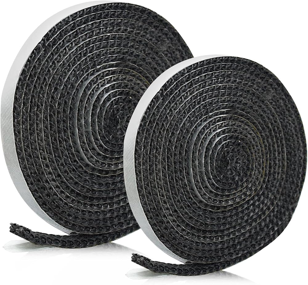 Udewo Flat Stove Rope 5m 10mm Fiberglass Self Adhesive Stove Glass Seal