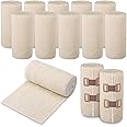 Geiserailie 10 Pcs Short Stretch Compression Bandage Stretched Wrap Bandage Lymphedema Wraps for Legs Ankle Leg Swelling Edema (10cm X 5m)
