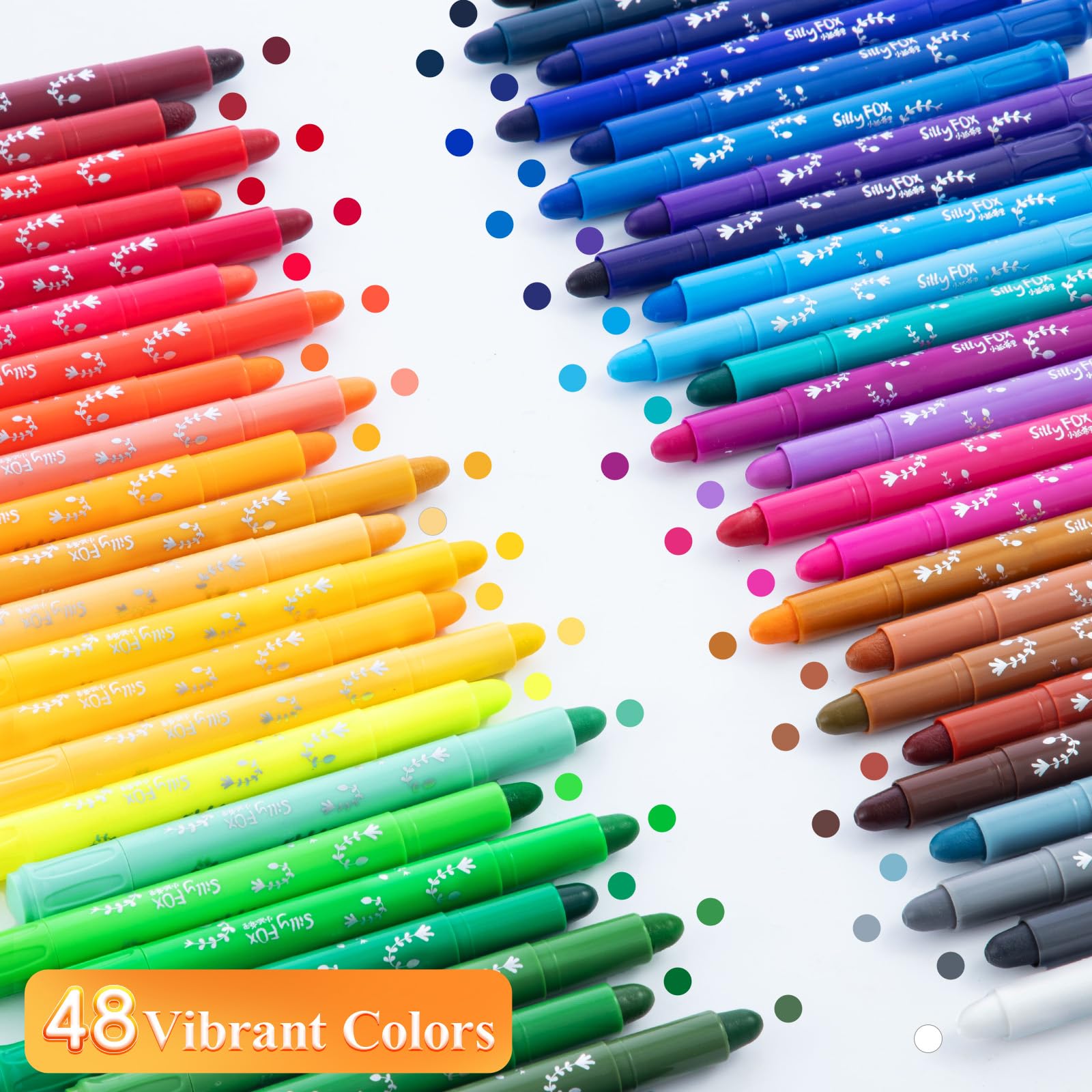 M&G Washable Tempera Paint Sticks, 48 colors Solid Tempera Paint Set with 1 paint brush for Kids, Super Quick Drying, Works Great on Paper Wood Glass Ceramic Canvas