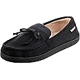 Isotoner Men's Microsuede Moccasin Slippers - Men’s Indoor and Outdoor Sole Slippers, Features Memory Foam for a Customer Fit and Arch Support for All-Day Comfort, Machine Washable