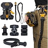 Spider Pro Tool Holster + Fall Prevention Tool Tether + 1 Pro Tool Grip + 1 Drill Pin + 1 Adhesive Tool Tab - Upgraded, Belt Mounted, Self Locking Holder System for Any Tool