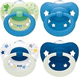 NUK Signature Day & Night Baby Dummy 18-36 Months Glow Stars 4 Count