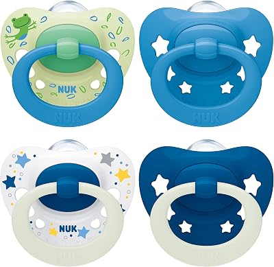 NUK Signature Day & Night Baby Dummy 18-36 Months Glow Stars 4 Count