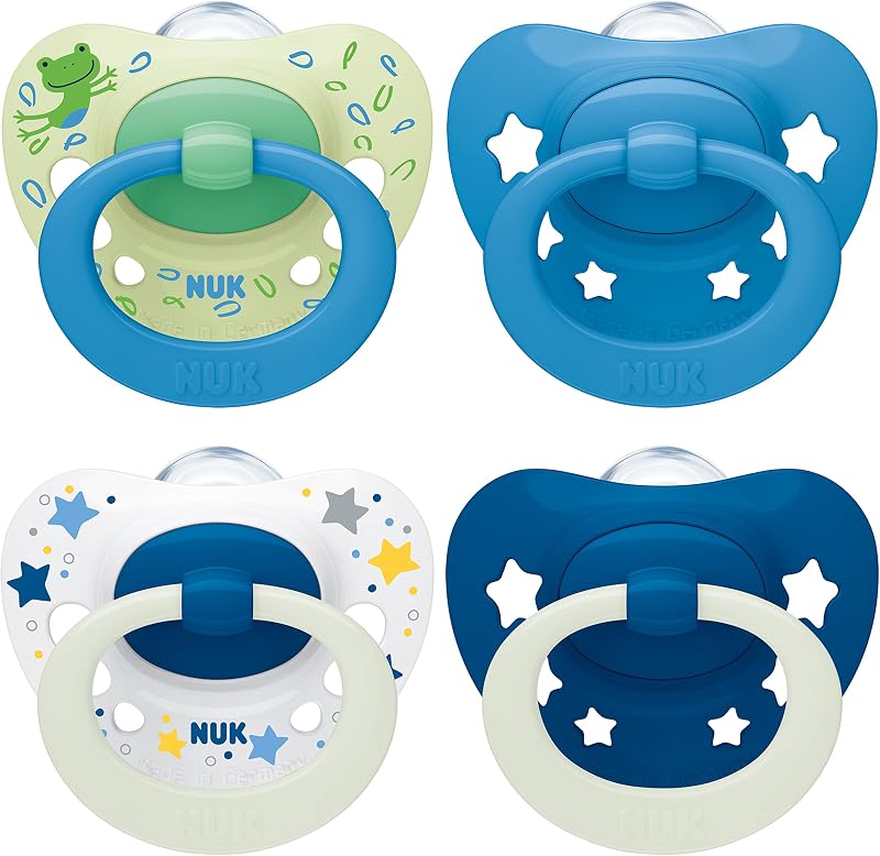 NUK Signature Day & Night Baby Dummy 18-36 Months Glow Stars 4 Count