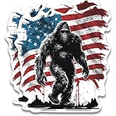(2 Pack) Sasquatch Bigfoot American USA Flag Stickers - Cool Big Foot Adventurer Outdoorsman Bumper Sticker - 5 Inches On Longest Side - Premium Quality Vinyl - Made in USA - BMCS0274