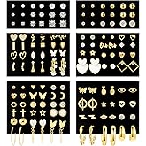 70 Pairs Gold Stud Earrings Set for Women Multipack, Trendy Hypoallergenic Pearl Cubic Zirconia Multiple Piercings Earrings Packs, Chunky Hoops Earrings for Gift Jewelry