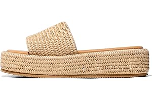Erocalli Platform Sandals Women Cute Wedge Sandals for Women Espadrille Sandals Brown Sandals Summer Beach Raffia Sandals Comfortable Open Toe Dressy Sandals