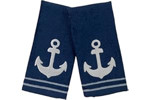 SERAFINA HOME Coastal Bathroom Fingertip Towels – Set of 2 Navy Blue 100% Cotton Embroidered Anchor Design – 12 x 18” Bath & Kitchen Decor