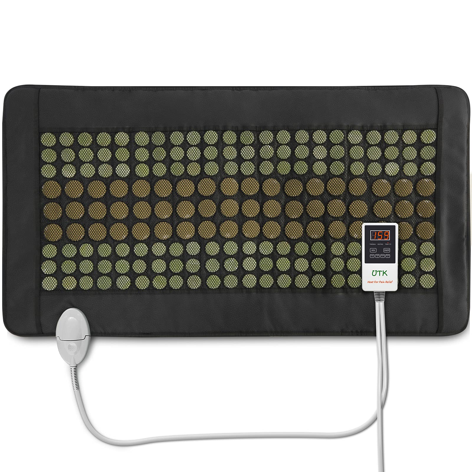 Photo 1 of UTK Far Infrared Heating Pad for Back, Full Back Infrared Heating Pad, Weight Heating pad with132 Jade & 54 Tourmaline Stones,160 Watt Fast Heat Up, Larger Size:21x38 Inches
