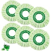 Hezane 6PCS Spin Mop Head for Libman 𝐓𝐨𝐫𝐧𝐚𝐝𝐨 Spin Mops System | Easy to Install Machine Washable Mop Refills, Green and White(𝐍𝐎𝐓 𝐟𝐨𝐫 𝐎𝐥𝐝 𝐕𝐞𝐫𝐬𝐢𝐨𝐧)