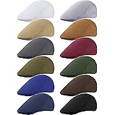 Foaincore 12 Pieces Newsboy Hat for Men, Flat Caps Bulk Driving Cabbie Hunting Hat