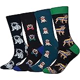 Cansok Men's 2/4 Packs Fun Crazy Novelty Dress Crew Socks