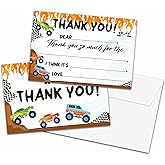 Chuxvon Kids Thank You Cards Fill in the Blank, Truck Thank You Cards, Jam Greeting Cards, Thank You Notes For Boys, Birthday Party Decorations Favors (20 Cards With 20 Envelopes) -04