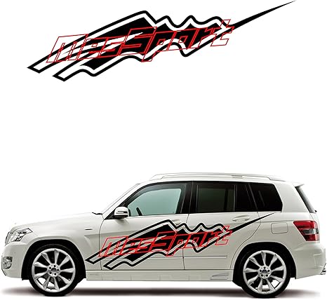 Amazon カッティングステッカー 2色の簡単なデザイン スポーティ感あふれる車ドアステッカー 左右set 車 バイク 車 バイク