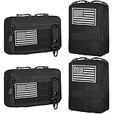 Sunnymove 4Pcs Tactical Molle Utility Pouch Molle Pouch EDC Tool Bags Tactical Compact Water-Resistant EDC Pouches for Man Include US Flag Patch and Keychain