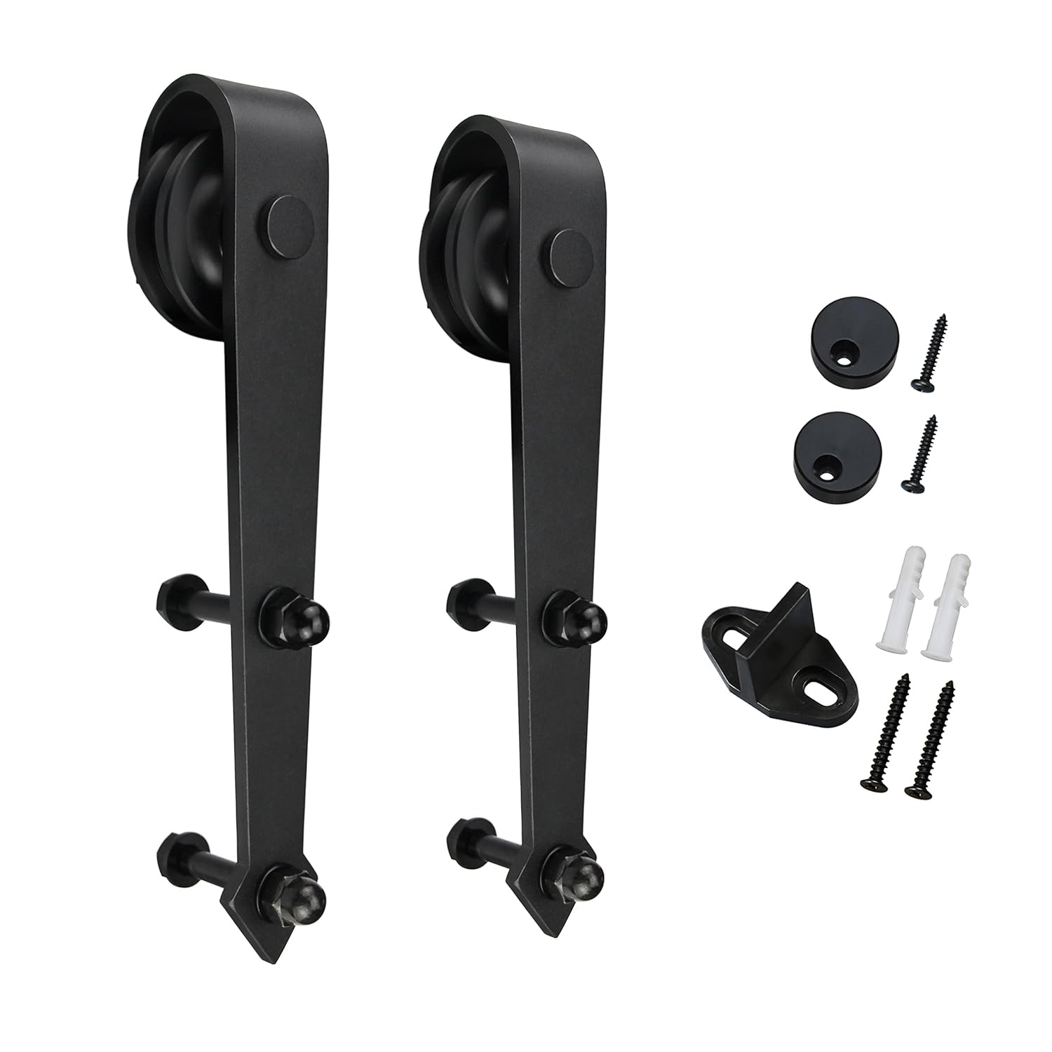 SMARTSTANDARD Sliding Barn Door Hardware Hangers 2pcs (Black) (Arrow