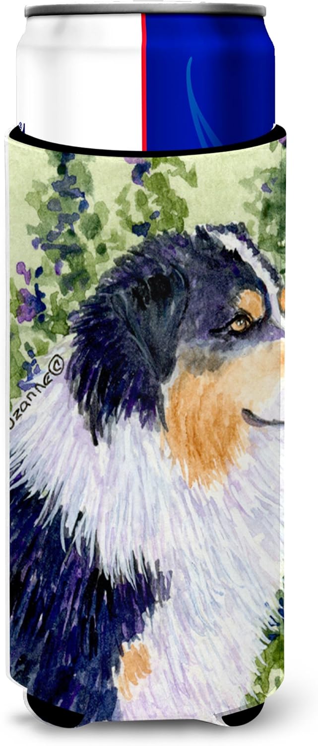 Amazon Com Caroline S Treasures Ss8737muk Australian Shepherd Ultra Beverage Insulators For Slim Cans Slim Can Multicolor Kitchen Dining