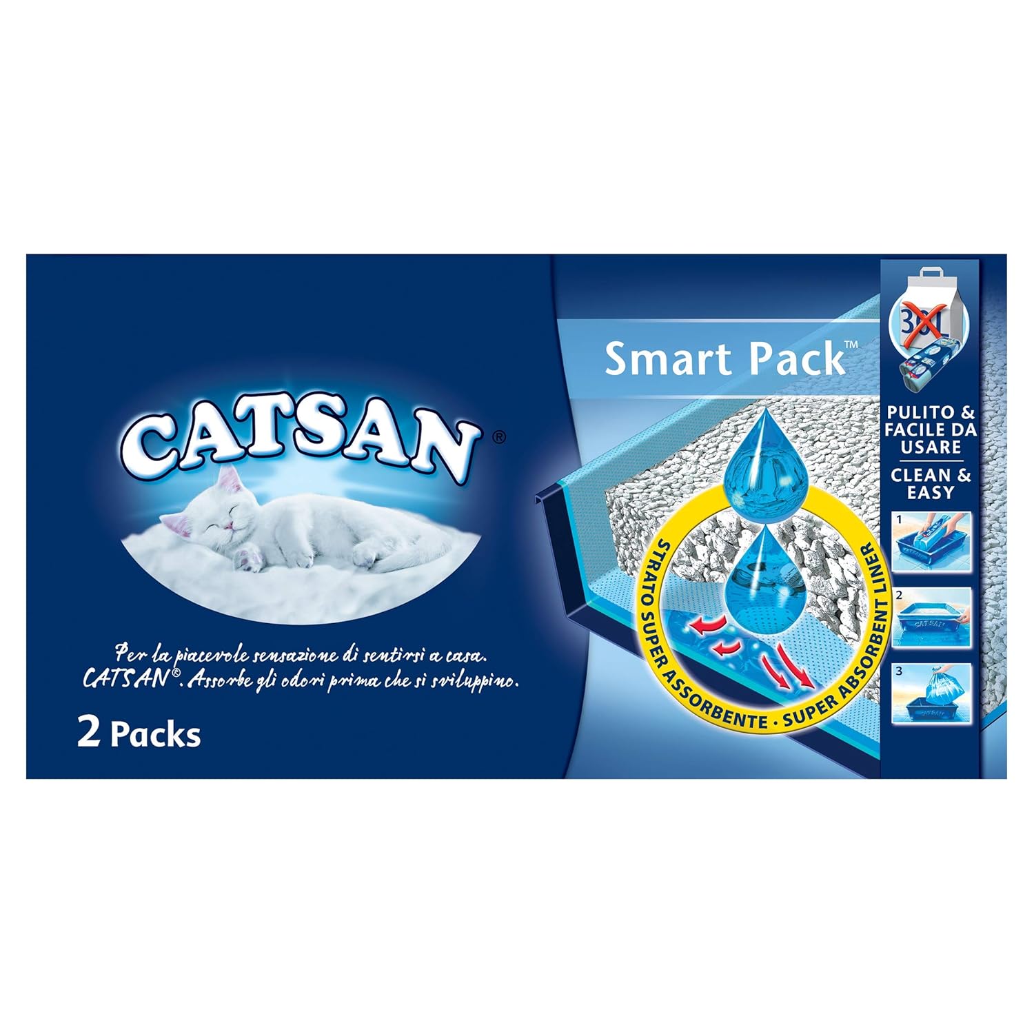 Catsan Smart Pack Cat Litter for Cats and Kittens, 2 Inlay Packs