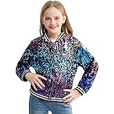 LOLANTA Girls Sequin Jacket, Long Sleeve Kids Bomber Coats with Pockets, Spring Fall Outfits for 4-15 Years
