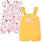 Disney Baby Girls Viscose Made from Bamboo 2 Packs Breathable Bodysuit with Ruffle Sleeves Romper Newborn to Infant