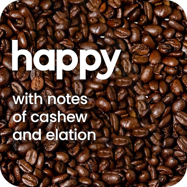 HAPPY COFFEE BRIGHT SIDE LIGHT ROAST WHOLE BEAN COFFEE, 12 OZ., NOTES OF CASHEW & PERFECTION, RESPONSIBLY GROWN & HARVESTED IN COLOMBIA, BRAZIL & GUATEMALA