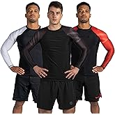 Sanabul Essential Long Sleeve Compression Training Rash Guard for MMA BJJ Wrestling Grappling and No Gi Jiu Jitsu rashguard
