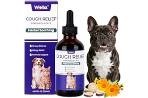 Wellix 120ml Kennel Cough Treatment for Dogs & Cats High-Volume - All Herbal Formula for Dog Cough, Sneezing & Cat Cold Relief - Durable Bacon Flavor Throat Gold for Dogs