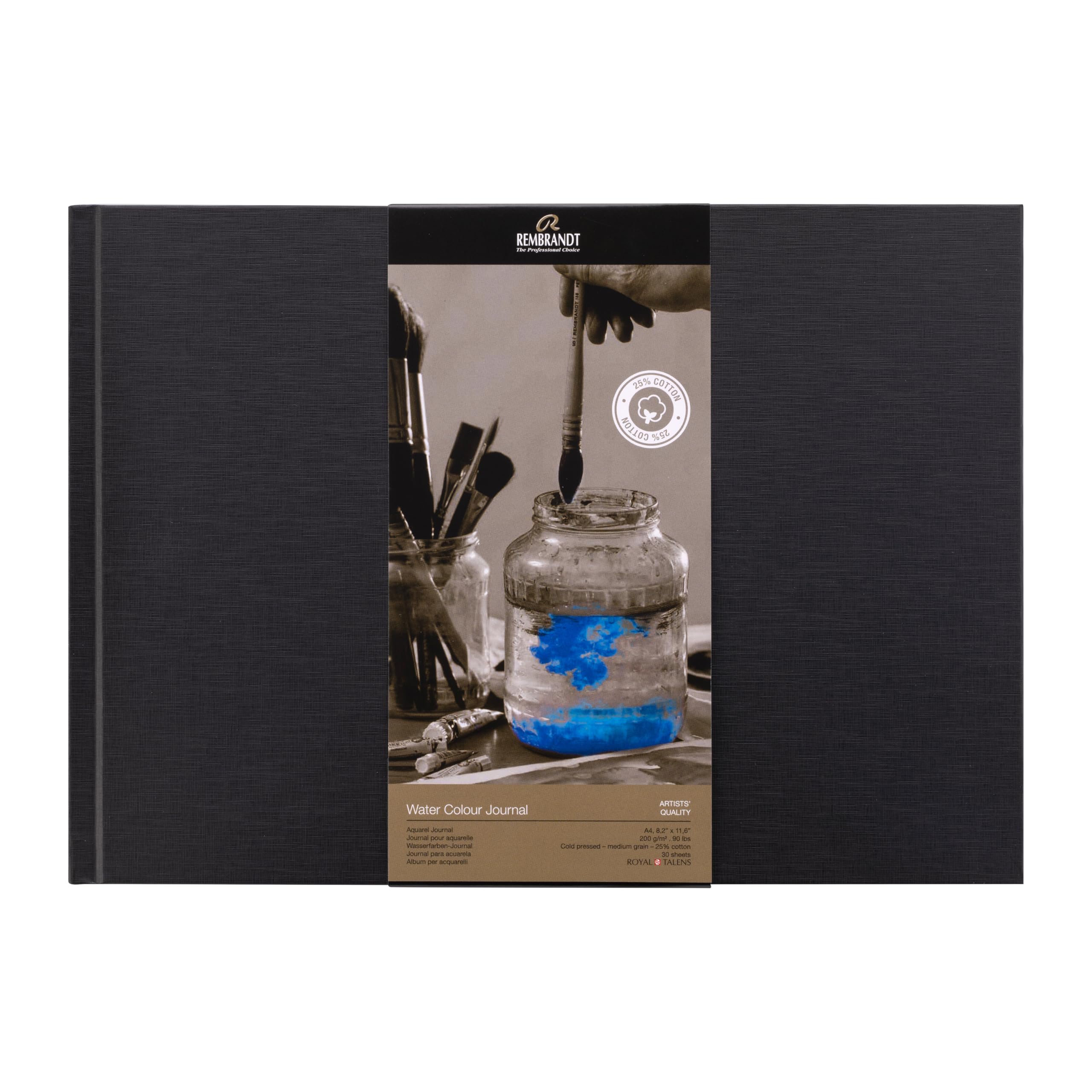 Rembrandt Professional Watercolour Journal, 200 g/m², 30 Sheets, 25% Cotton Sketchbook, A4 Format (21 x 29.7 cm)
