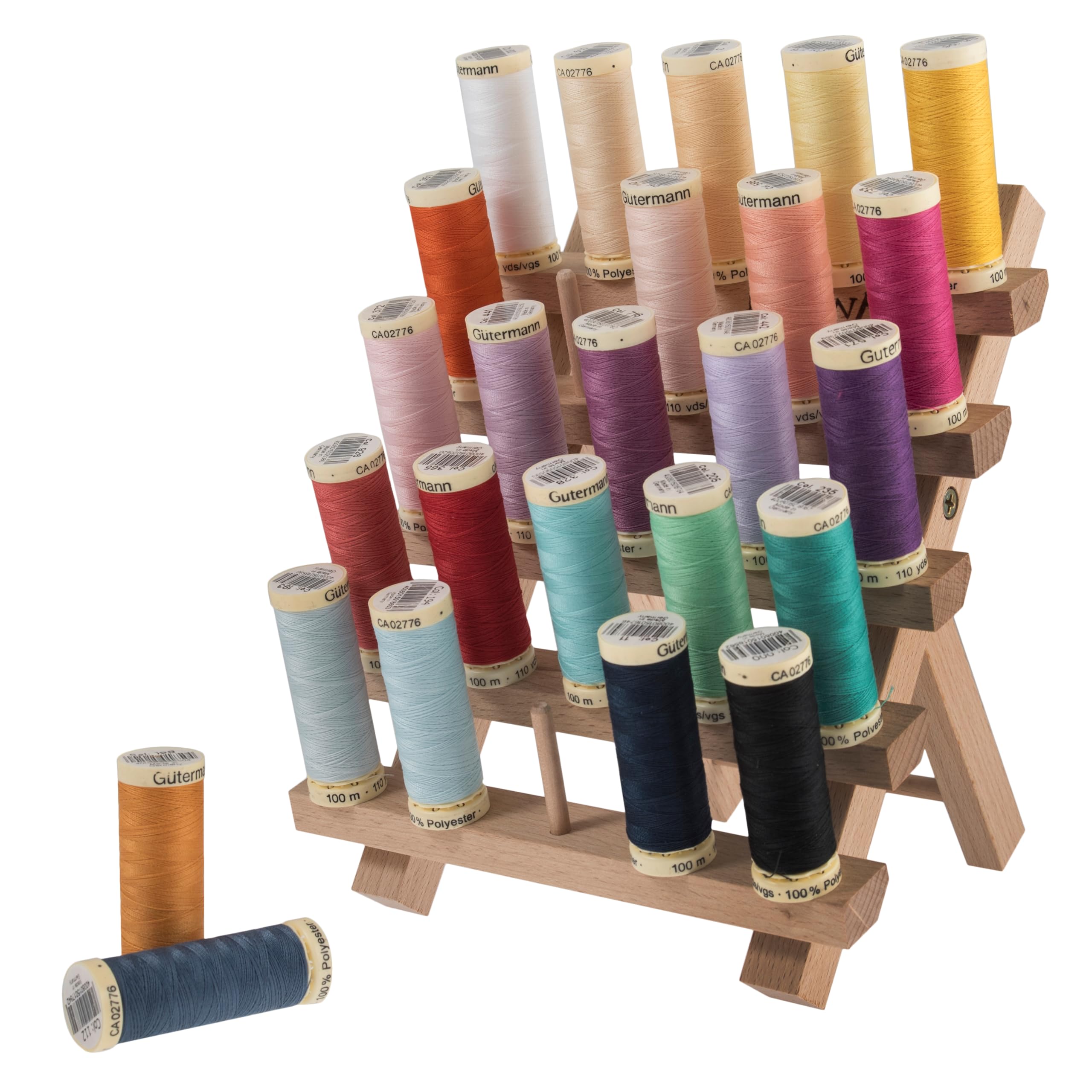 MILWARDS 2511423 Holder: 25 Spools: Beech Wood, 14.5 x 15.5 x 18cm