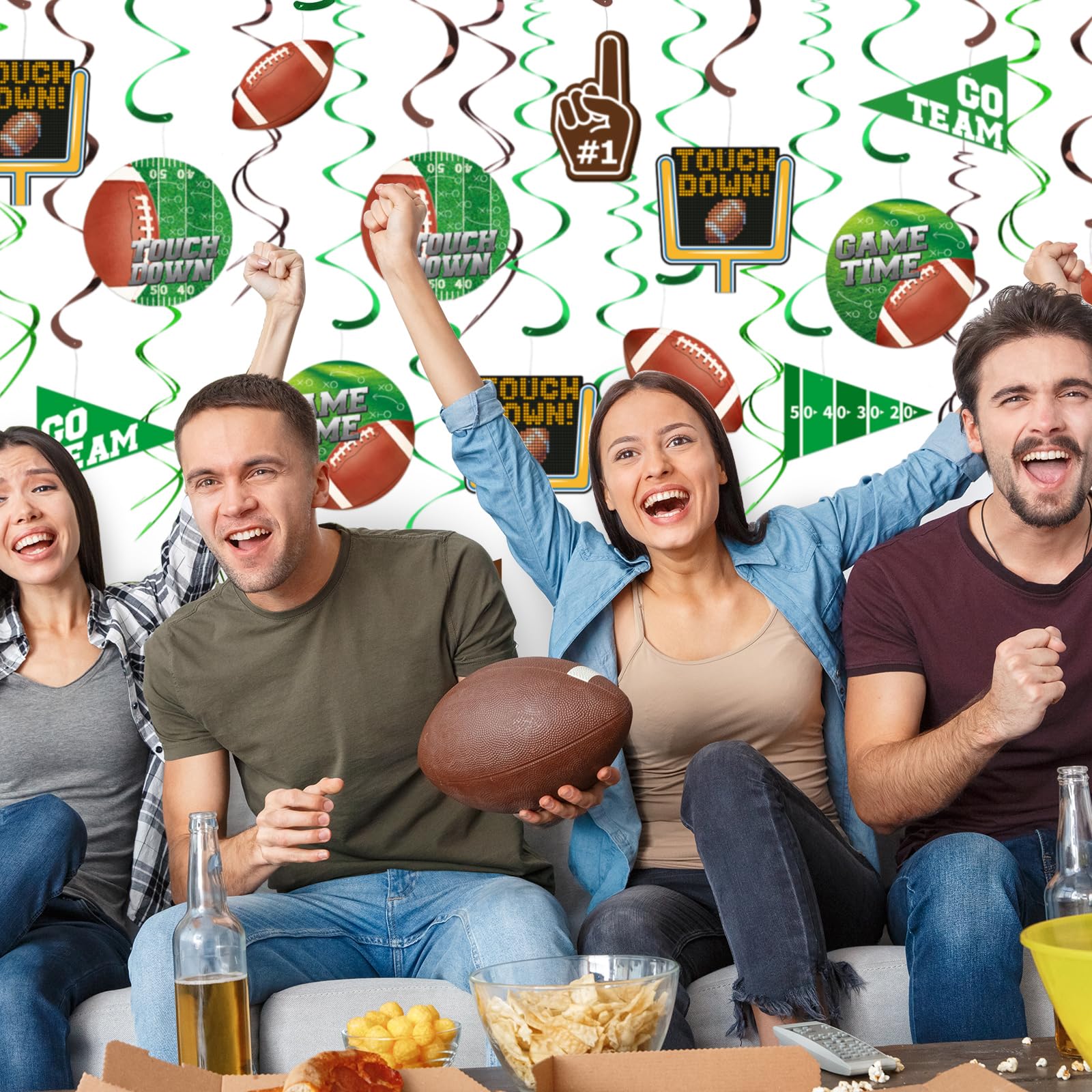 30 Pieces Football Party Decorations Football Hanging Swirl for Football Birthday Party Football Game Day Tailgate Party Supplies