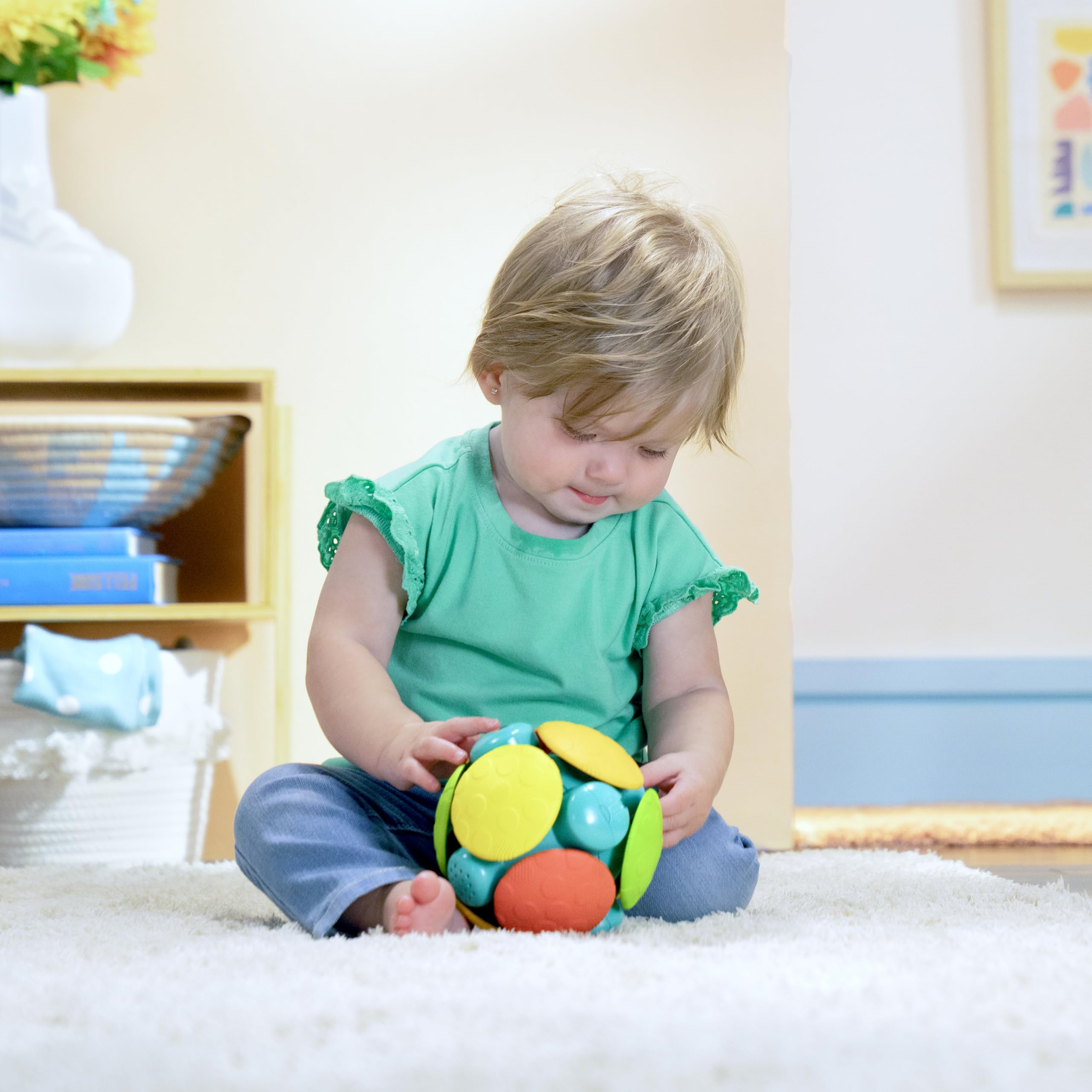 Bright Starts Wobble Bobble Activity Ball Toy, Baby & Toddler Crawl Toy, Interactive Sounds & Textures, Ages 3 Months+