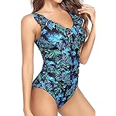 PERONA Women's One Piece Swimsuits Tummy Control Bathing Suits Ruffled Plus Size Swimwear