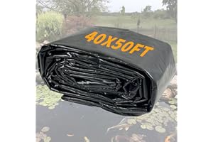 yeezoo 40X50FT Reinforced Large PE Pond Liner, KOI Pond Liners for Outdoor Ponds, Enhanced 5-Layer Structure Pond Liner for Fish, Duck, Garden Raised Bed and Waterscape Pond(0.82oz/sq ft Thickness)