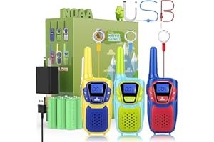 Topsung Walkie Talkies for Kids Adults Long Range Rechargeable 3 Pack, Drop Proof Walkie Talkies Toys Gifts for Girls Boys Age 3 5 6 8 9 12, USB Walkie Talkies for Outdoor Indoor Play Camping Birthday