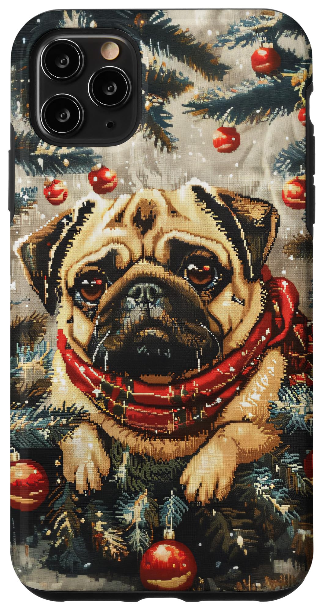 iPhone 11 Pro Max Funny Pug Dog Christmas Tree Snow Merry Xmas Mom Dad Case