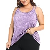 FOREYOND Women's Plus Size Workout Tank Tops Racerback Loose Fit Sport Athletic Tops Yoga Running Summer Shirts