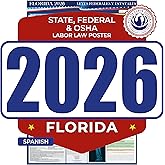 2026 Florida State and Federal Labor Law Poster - Spanish Version - OSHA Workplace Compliant - Mandatory Regulations Posting for Employees - All in One Required Compliance Posting 17" x 40" - Laminated (Spanish)