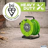 STATUS 4 Socket Cable Reel 20m Green 13A Heavy Duty Outdoor Extension Lead view 6