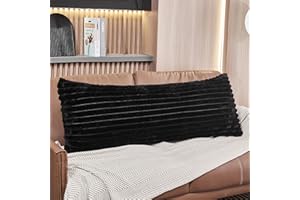 WERDIM Black Striped Body Pillow Cover 21x54 Long Body Pillow Case, Plush Fluffy Faux Fur Body Pillowcase Cover with Zipper, Soft Rectangular Pillow Cover for Pregnant Women Side Sleeper