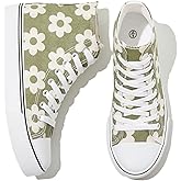 kufeiti Women's High Top Canvas Sneakers Canvas Shoes Lace up White Black Sneakers Casual Walking Shoes