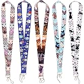 Yansitu Cute Cats Keychain Key Lanyards for Women Girls Teachers Kids Aesthetic Neck Lanyards Strap for Keys ID Badge Multicolor Preppy School ID Lanyards, 5pcs